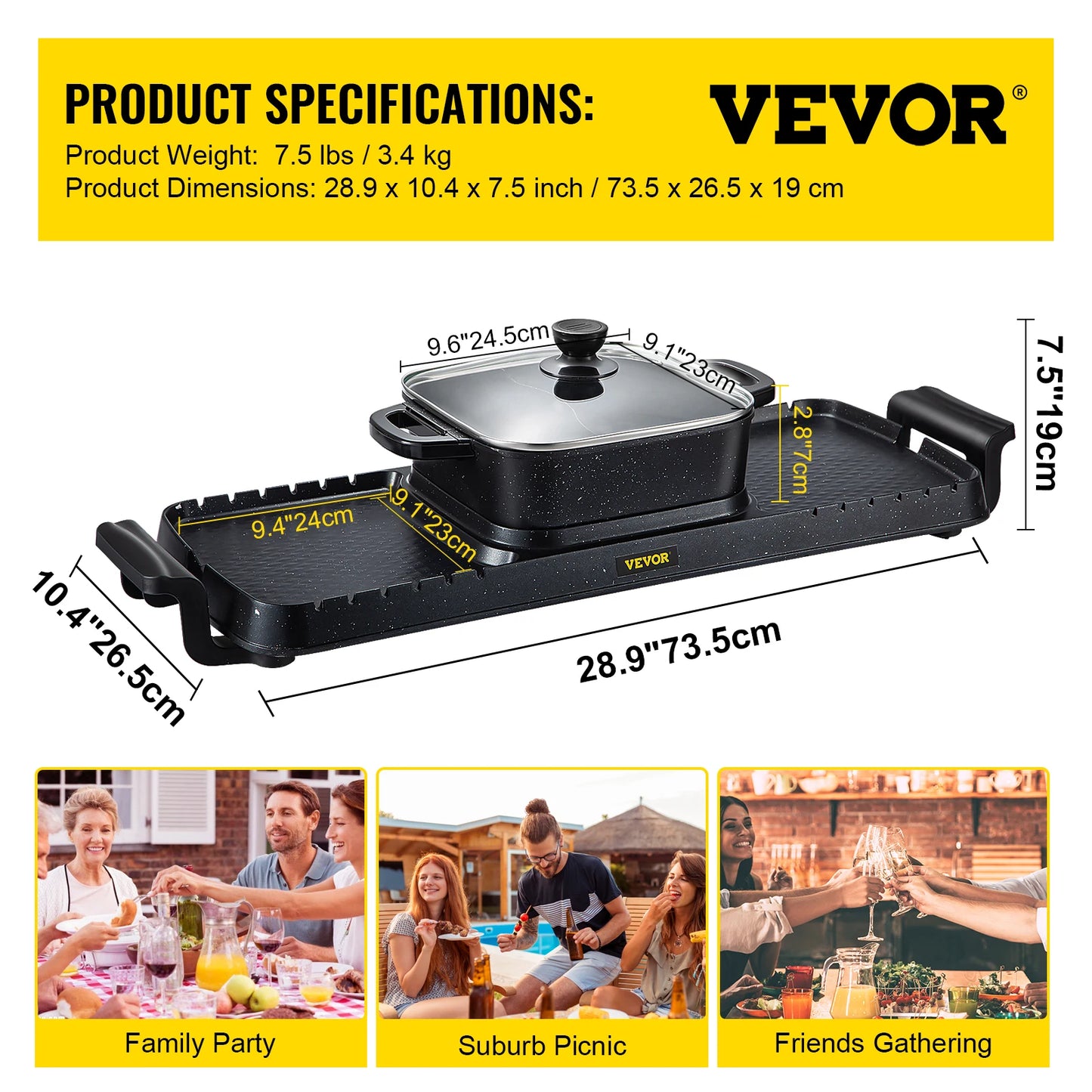 π²π₯ VEVOR 2-in-1 Electric Grill and Hot Pot