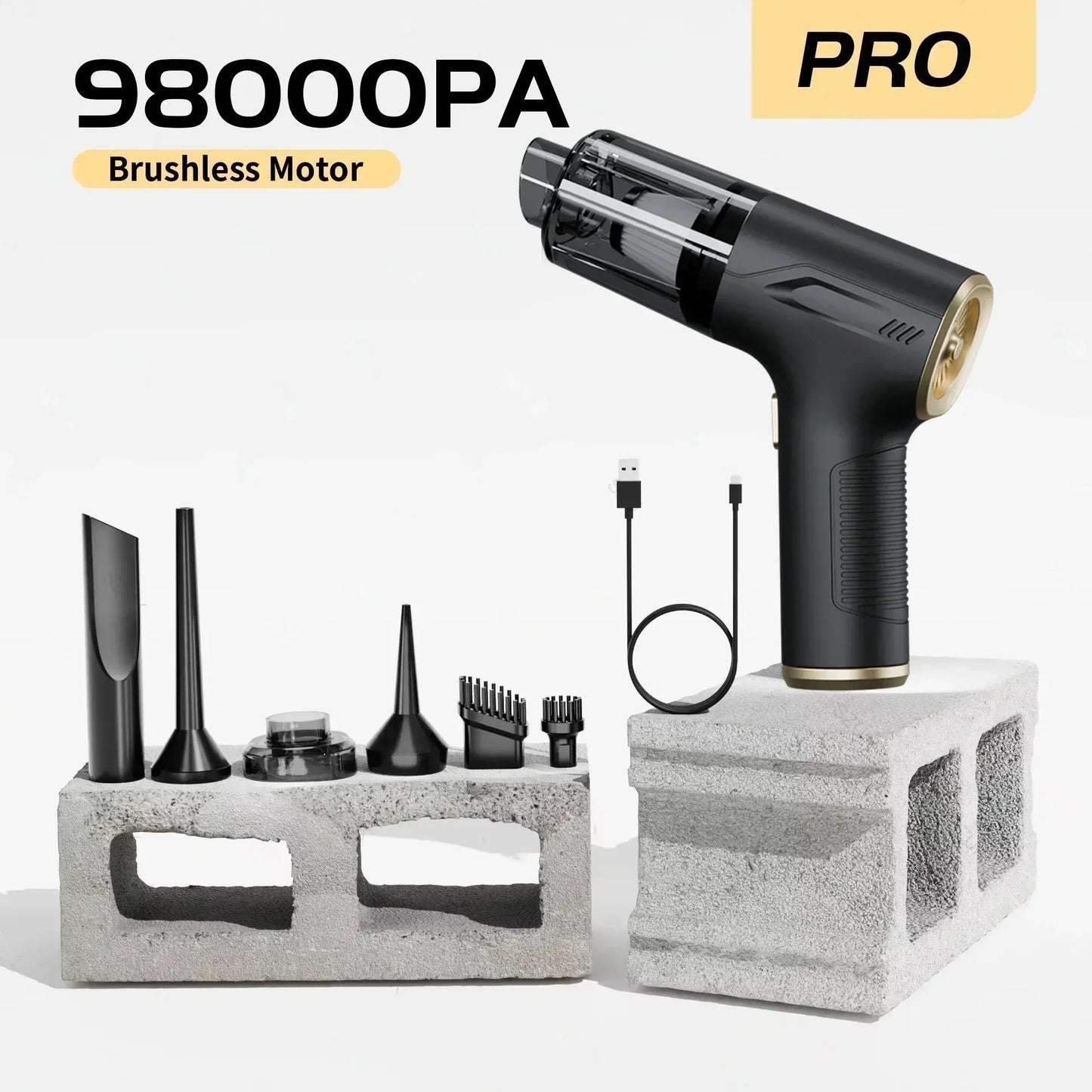 UltraPower™ 98000PA Cordless Car Vacuum – Clean Every Corner with Pro Precision