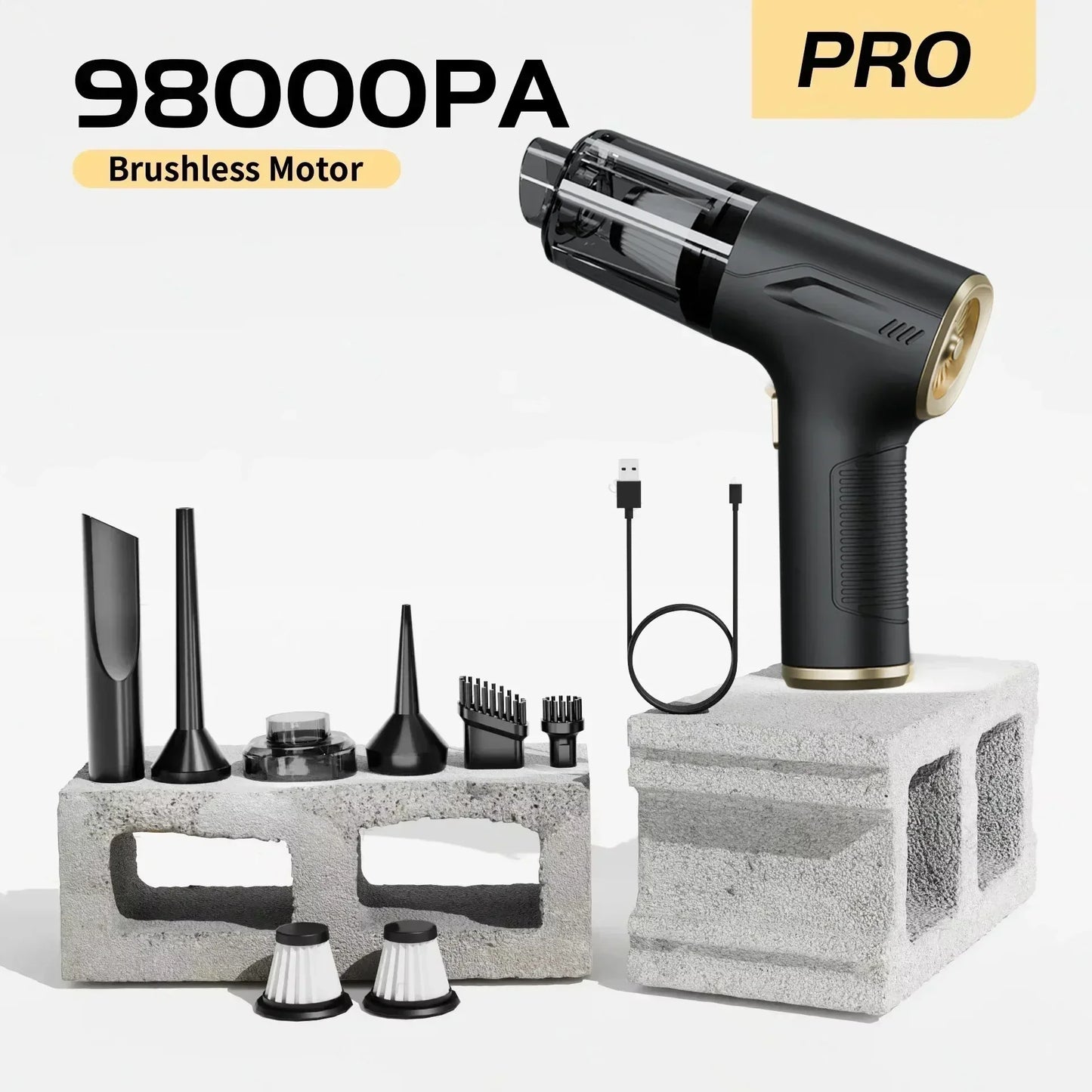UltraPower™ 98000PA Cordless Car Vacuum – Clean Every Corner with Pro Precision