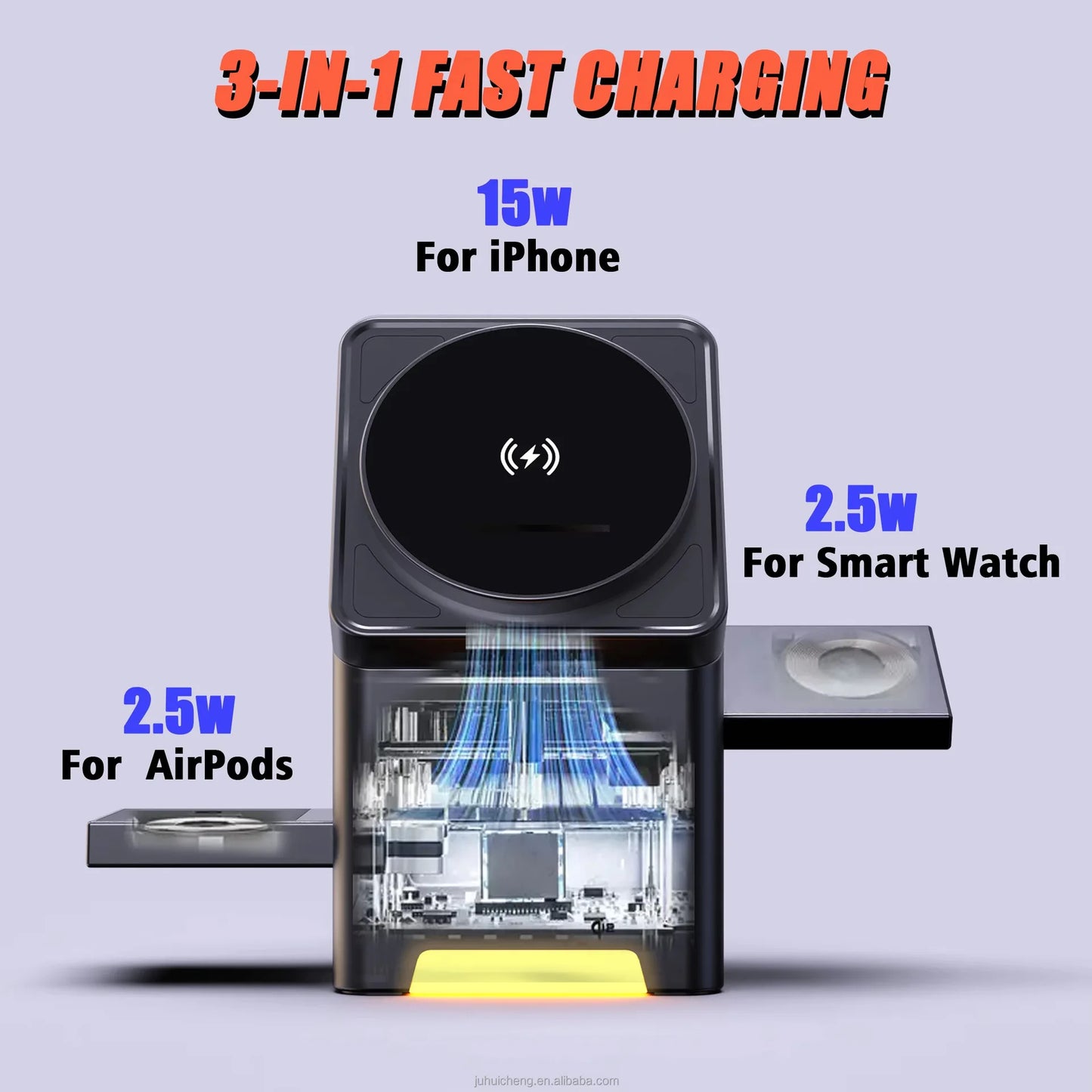 ⚡ WalkFit W108 – 3-in-1 Magnetic Wireless Charging Cube
