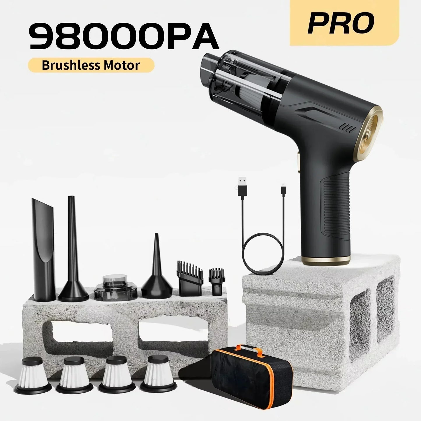 UltraPower™ 98000PA Cordless Car Vacuum – Clean Every Corner with Pro Precision