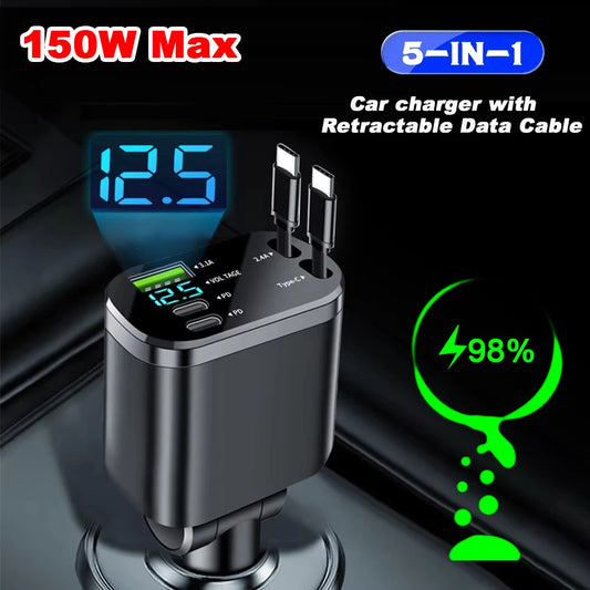 🔌 5-in-1 Smart Car Charger 66W