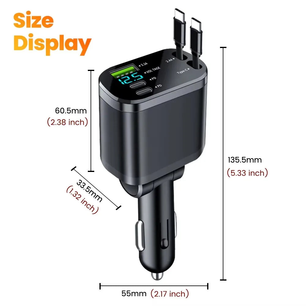 🔌 5-in-1 Smart Car Charger 66W