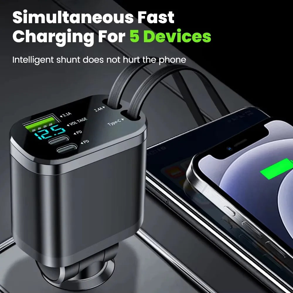 🔌 5-in-1 Smart Car Charger 66W